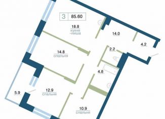 3-ком. квартира на продажу, 85.6 м2, Красноярск, улица Профсоюзов, 1