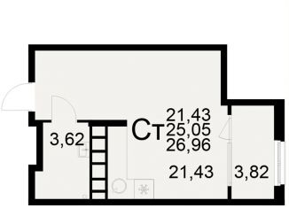 Продаю квартиру студию, 27 м2, Рязань, Московский район