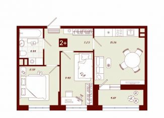 Продаю 2-комнатную квартиру, 50.2 м2, Тобольск, переулок Радищева, 17