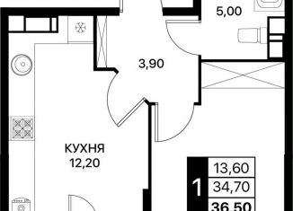 1-комнатная квартира на продажу, 36.5 м2, Ростов-на-Дону, Первомайский район