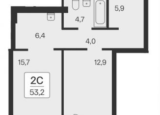 Продаю двухкомнатную квартиру, 53.1 м2, Новосибирск, Заельцовский район