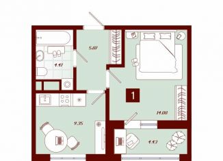 Продажа 1-комнатной квартиры, 37.4 м2, Тобольск, переулок Радищева, 17