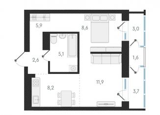 Продажа 2-комнатной квартиры, 42.3 м2, Новосибирск, метро Заельцовская, улица Аэропорт, 64