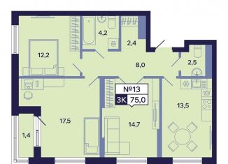 Продается 3-комнатная квартира, 76.4 м2, Саха (Якутия), Новопортовская улица, 1А/1