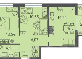 2-ком. квартира на продажу, 51.9 м2, Краснодар