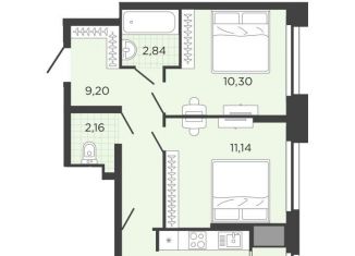 Продается двухкомнатная квартира, 48.3 м2, Рязань