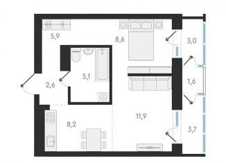 Продам 2-комнатную квартиру, 42.3 м2, Новосибирск, метро Заельцовская, улица Аэропорт, 64