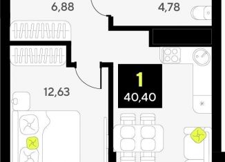 Продается 1-комнатная квартира, 40.4 м2, Тюмень