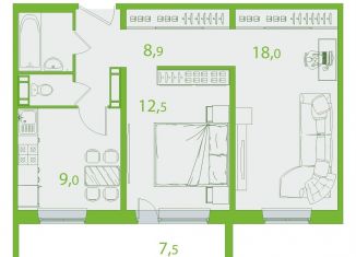 Продается 2-комнатная квартира, 56.5 м2, Томская область, улица Пришвина, 54