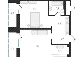 Продажа квартиры студии, 51.7 м2, Новосибирск, Заельцовский район, улица Аэропорт, 64