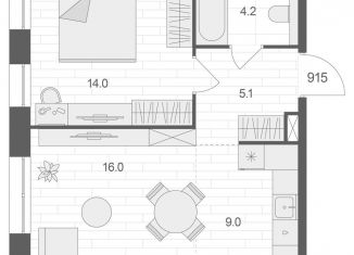 Продам 1-ком. квартиру, 48.3 м2, Москва, Электрозаводская улица, 60, метро Преображенская площадь