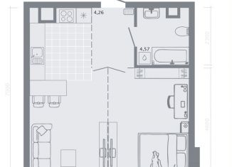 Продаю 1-ком. квартиру, 44.4 м2, Казань