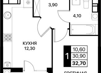 Продаю 1-ком. квартиру, 32.7 м2, Ростовская область