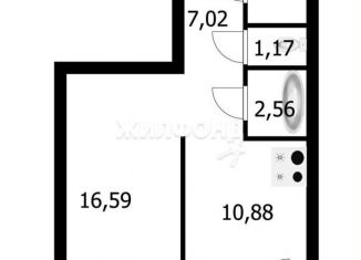 1-комнатная квартира на продажу, 48 м2, Новосибирская область, улица Александра Чистякова, 6