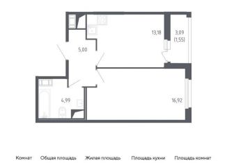 Продам 1-комнатную квартиру, 41.6 м2, Санкт-Петербург, метро Проспект Ветеранов, жилой комплекс Сандэй, 7.2