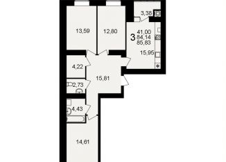 Продажа трехкомнатной квартиры, 85.8 м2, Рязанская область, улица Княжье Поле, 10