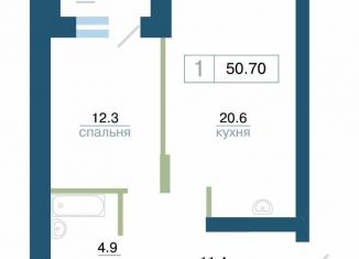 Однокомнатная квартира на продажу, 50.7 м2, Красноярский край, улица Профсоюзов, 1