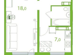 Продаю однокомнатную квартиру, 38.5 м2, Томск, улица Пришвина, 56