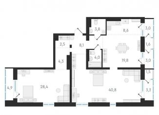 Продается 2-ком. квартира, 120.3 м2, Новосибирск, Заельцовский район, улица Аэропорт, 64