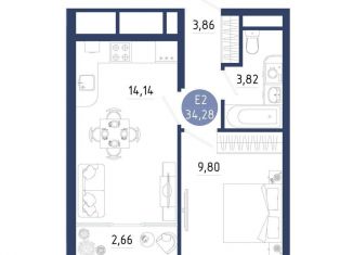 Продаю однокомнатную квартиру, 34.3 м2, Рязанская область