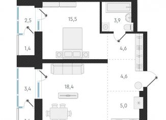 Продам квартиру студию, 52 м2, Новосибирск, улица Аэропорт, 49/2