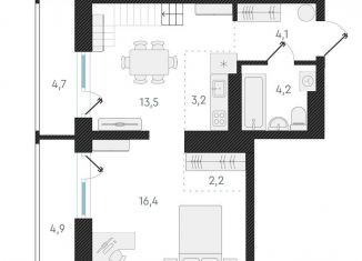 Продаю 2-комнатную квартиру, 64.1 м2, Новосибирск, улица Аэропорт, 49/2