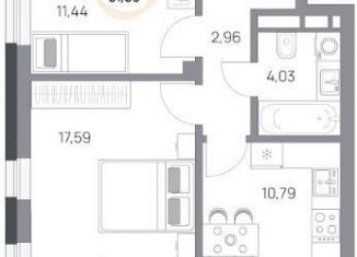 Продается двухкомнатная квартира, 51.7 м2, Красноярск, Октябрьский район