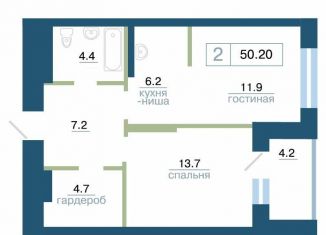 Продаю 2-ком. квартиру, 50.2 м2, Красноярск, Железнодорожный район, улица Профсоюзов, 1