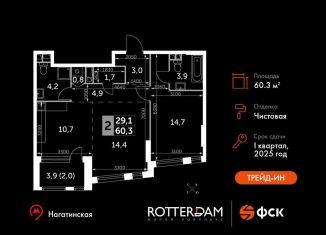 Продается 2-комнатная квартира, 60.3 м2, Москва, Варшавское шоссе, 37Ак3