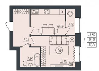 Продам 1-комнатную квартиру, 37.7 м2, Волгоград, Тракторозаводский район, улица Атласова, 12