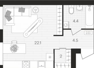 Продаю квартиру студию, 32.9 м2, посёлок Мичуринский, Выставочная улица