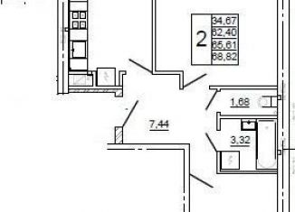 Продается 2-комнатная квартира, 72 м2, Смоленск, улица Крупской, 54Б