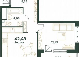 1-комнатная квартира на продажу, 42.5 м2, Республика Башкортостан