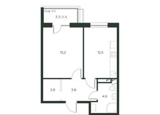 Продажа 1-ком. квартиры, 42.4 м2, деревня Лобаново
