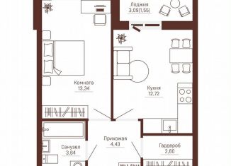 Продам однокомнатную квартиру, 38.3 м2, Пермь