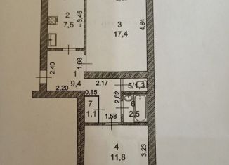 Продается 2-ком. квартира, 52 м2, Йошкар-Ола, Первомайская улица, 82, микрорайон Больничный