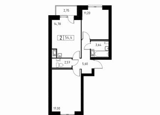 Продажа 2-ком. квартиры, 54.4 м2, деревня Скотное, Вересковая улица, 4к2