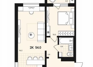 Продается двухкомнатная квартира, 54 м2, Обь, Геодезическая улица, 29