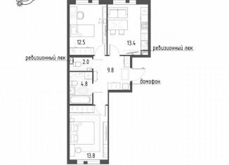 2-комнатная квартира на продажу, 56.3 м2, посёлок Шушары