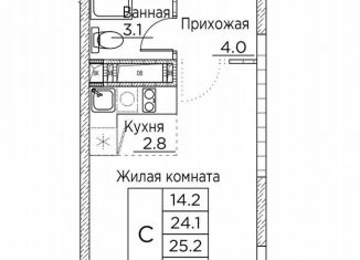 Продается квартира студия, 27.7 м2, Владивосток, улица Расула Гамзатова, 7к3