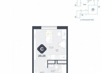 Продаю квартиру студию, 26.3 м2, Тюмень