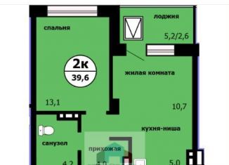Продается двухкомнатная квартира, 39.2 м2, Красноярск, улица Лесников, 55, ЖК Панорама