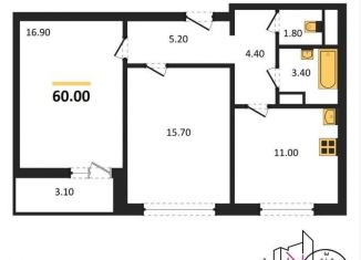 2-ком. квартира на продажу, 60 м2, Воронеж, улица Пескова, 6