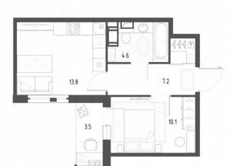 Однокомнатная квартира на продажу, 37.5 м2, посёлок Шушары