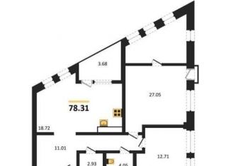 Продаю 2-ком. квартиру, 78.3 м2, Воронеж, набережная Чуева, 7