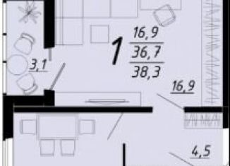 Продаю однокомнатную квартиру, 38.3 м2, Воронеж, Ленинградская улица, 20