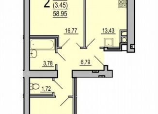 Продается 2-ком. квартира, 61.7 м2, Смоленск