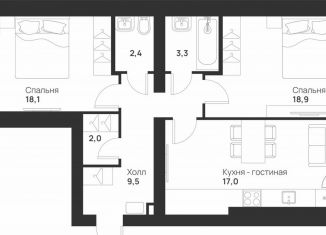 Продам 2-комнатную квартиру, 74.4 м2, Тула, улица Героев России, 6