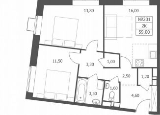 Продается 2-ком. квартира, 59 м2, Ярославль, Большая Октябрьская улица, 85