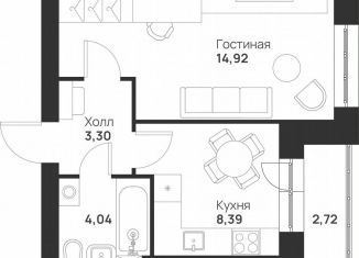 Продаю 1-комнатную квартиру, 33.4 м2, Тула, улица Героя России Зиничева, 8